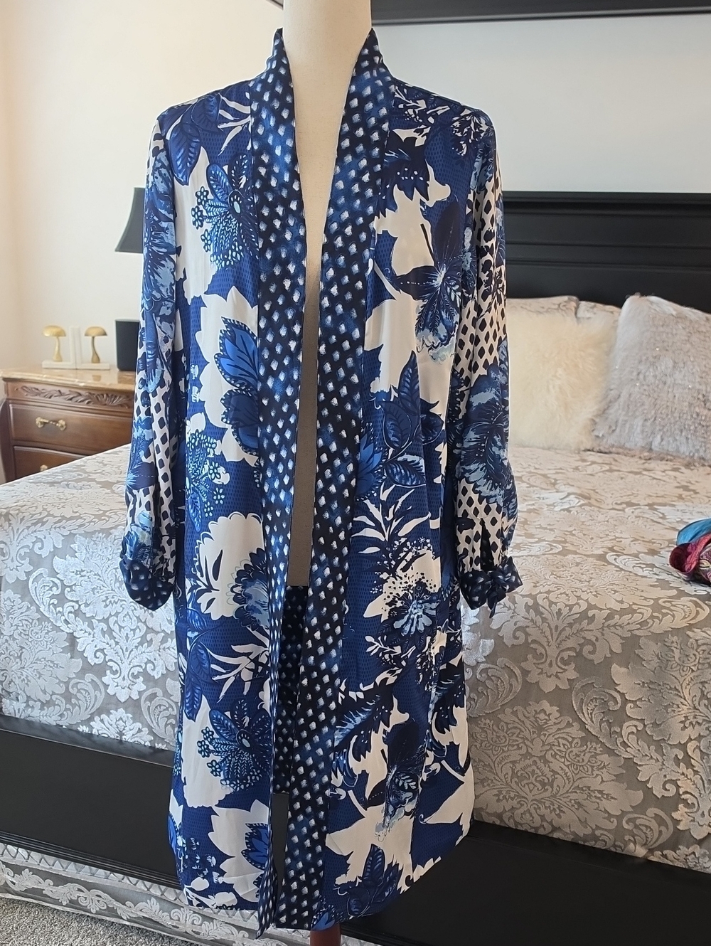 Chicos Reversible Duster Belladonna Blue Sz 2